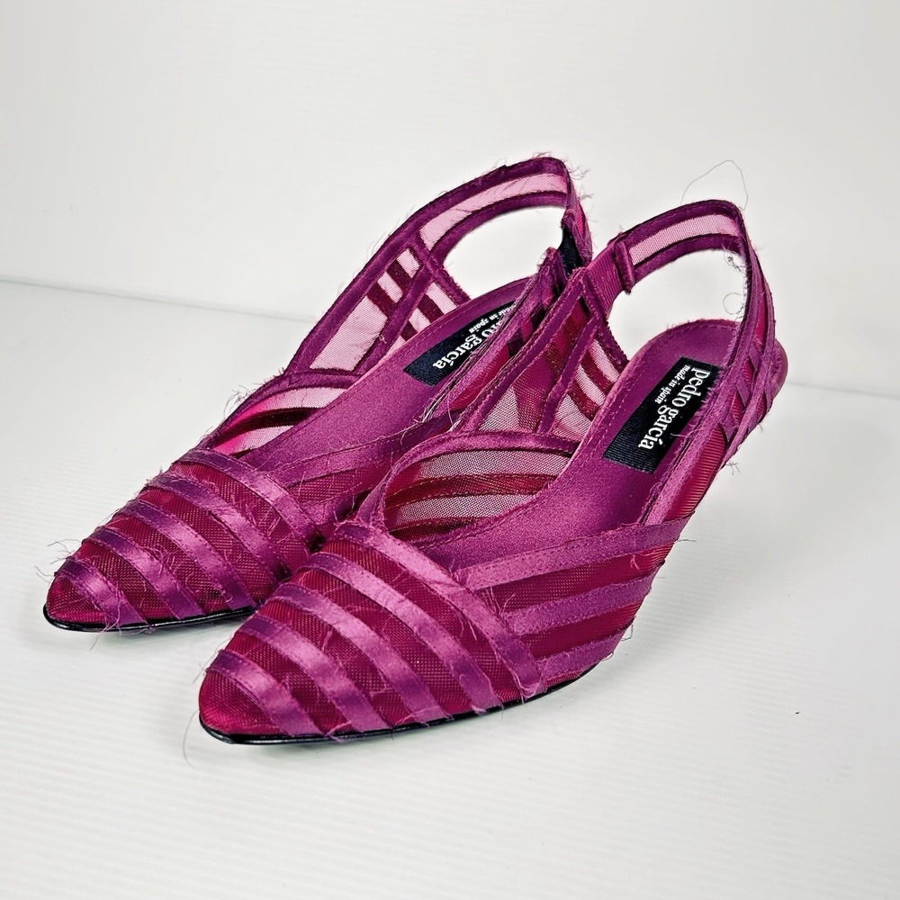 Pedro Garcia Size 37 US 6 - 6.5‎ Mesh Slingback Pumps Purple Magenta NEW $248